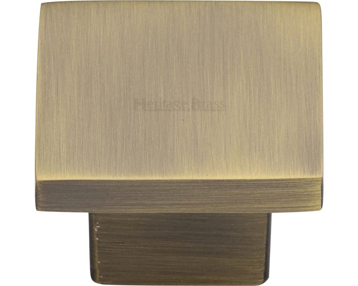 Classic Square Cabinet Knob Available In Two Sizes Antique Brass