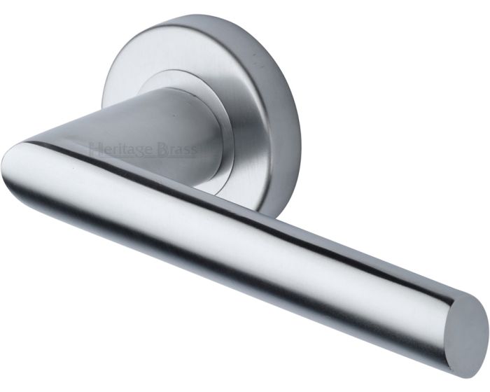 Mercury Lever Handle On Round Rose Satin Chrome G Johns Sons