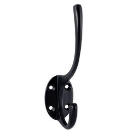 Traditional Hat & Coat Hook - 137mm Height - Matt Black | G Johns & Sons