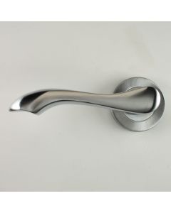 Aurora Lever Handle - On Round Rose - Satin Nickel