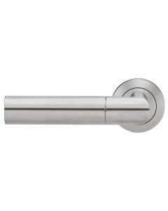 Satin Stainless Steel Door Handles With Rose | G Johns & Sons