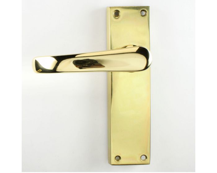 Windsor Range Classic Style Straight Victorian Door Handles Polished Brass Lacquered G 0607