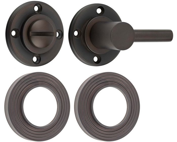 Accessible Bathroom Turn And Release With Reeded Round Rose 53mm X 10mm Dark Bronze Lacquered 4454