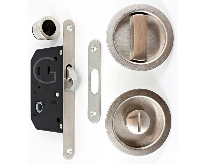 Bathroom Hook Lock For Sliding Pocket Doors With Turn And Release Satin Nickel G Johns And Sons 3691