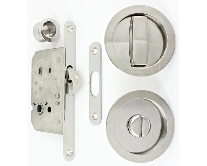 Bathroom Hook Lock For Sliding Pocket Doors - With Turn And Release -  Polished Stainless Steel
