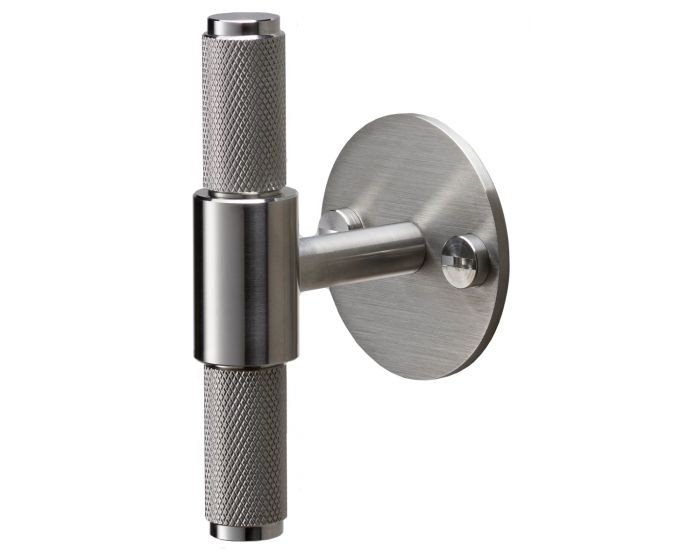 Buster And Punch Diamond Cut Knurled Pattern T Bar Cabinet Door Pull Handle With Back Plate 7092