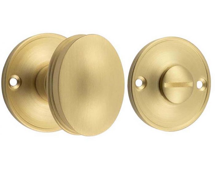 Classic Bathroom Oval Knob Turn And Release With Face Fixed Round Rose 40mm Diameter Satin 8547