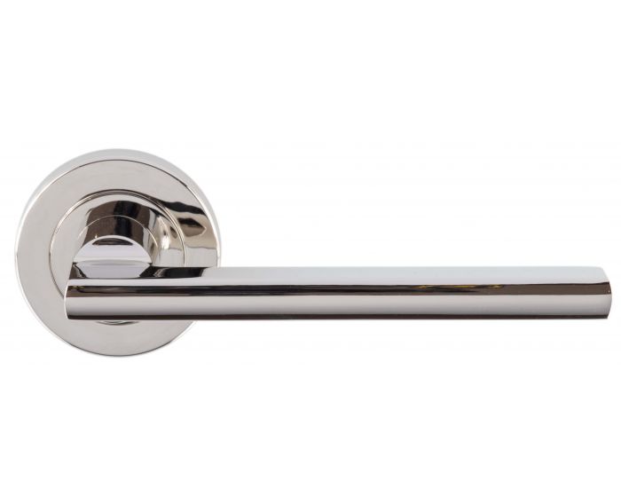 Flat Blade Style Lever Door Handles With Round Rose - Polished Nickel ...