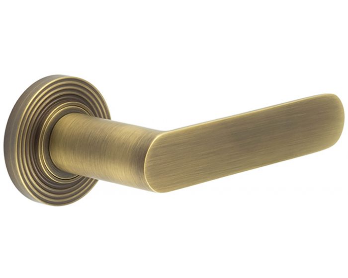 Flat Front Pattern Lever Handles With Reeded Round Rose - Suitable For ...