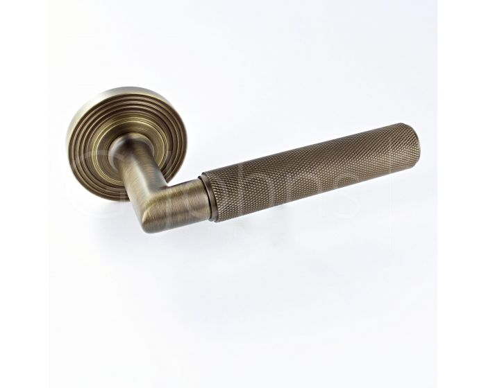 Knurled Pattern Lever Handles With Reeded Round Rose - Suitable For Use ...