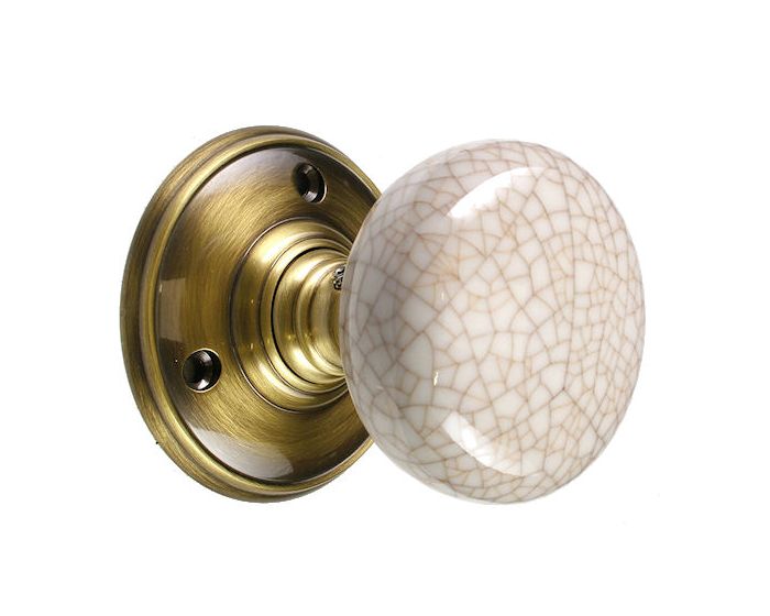 Mortice Door Knobs Porcelain Ivory Crackle Knob Antique Brass G Johns And Sons 9061