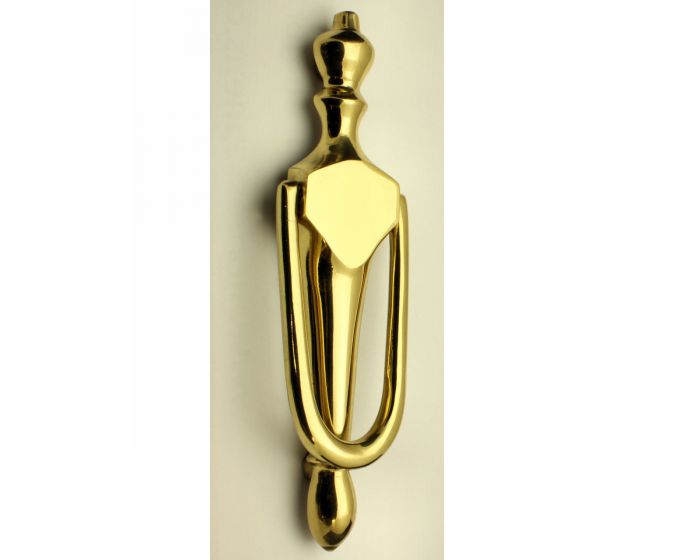 Belgravia Narrow Style Front Door Knocker Polished Brass Lacquered G Johns And Sons 0134