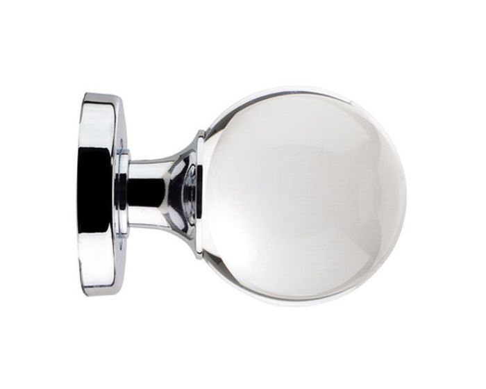 Ball Design Clear Glass Mortice Door Knobs - Polished Chrome | G Johns ...