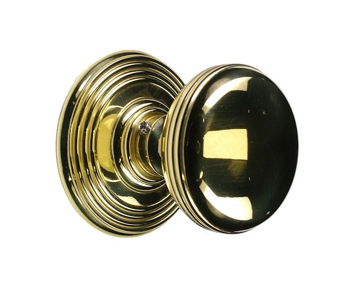 Ringed Pattern Mortice Knob Set - Polished Brass (Lacquered) | G Johns ...