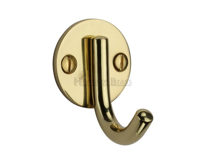 Modern Robe Hook - Polished Brass (Lacquered) | G Johns & Sons