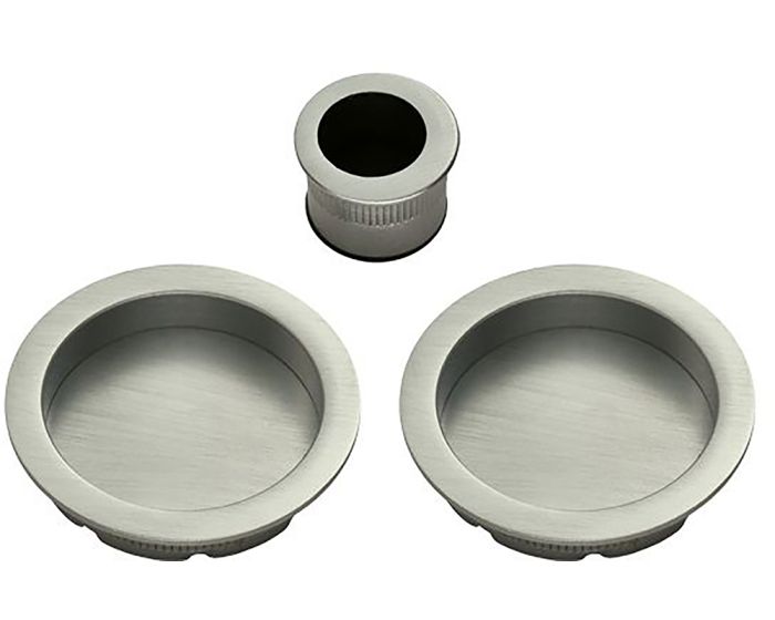 Round Design Flush Pull Handle Set For Sliding Pocket Doors - Satin ...