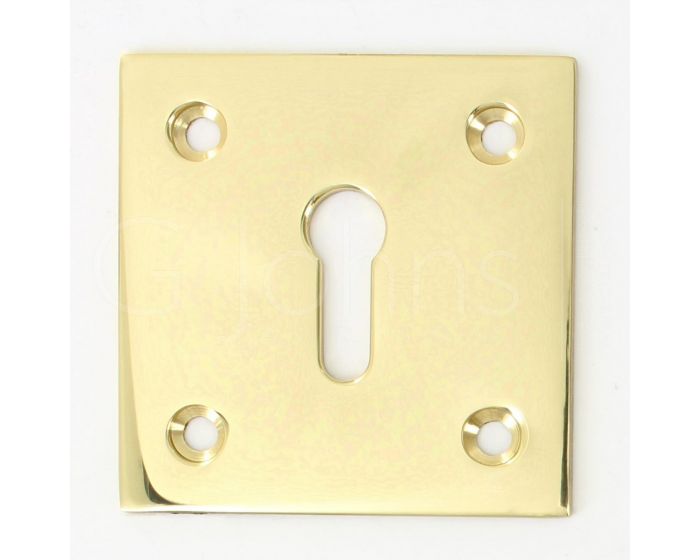 Modern Square Escutcheon 50mm X 50mm Polished Brass Lacquered G Johns And Sons 3145