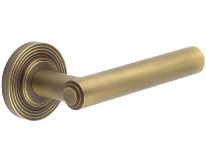 Tubular Pattern Lever Handles With Stepped Ends On Reeded Round Rose Suitable For Use With 6400