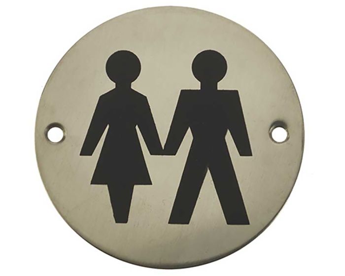 Unisex Symbol - Circular Screw Fix Sign - Polished Stainless Steel | G ...