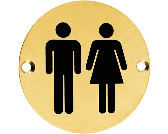 Unisex Symbol - Circular Screw Fix Sign - Satin Brass PVD Plated | G ...