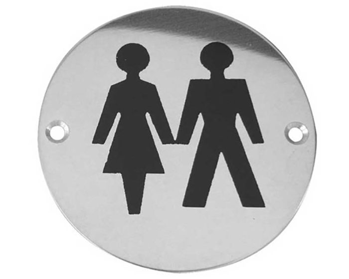 Unisex Symbol - Circular Screw Fix Sign - Satin Stainless Steel | G ...