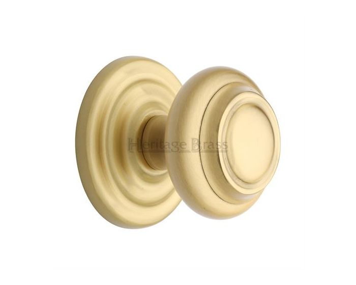 Traditional Centre Door Knob Satin Brass Lacquered G Johns And Sons 8248