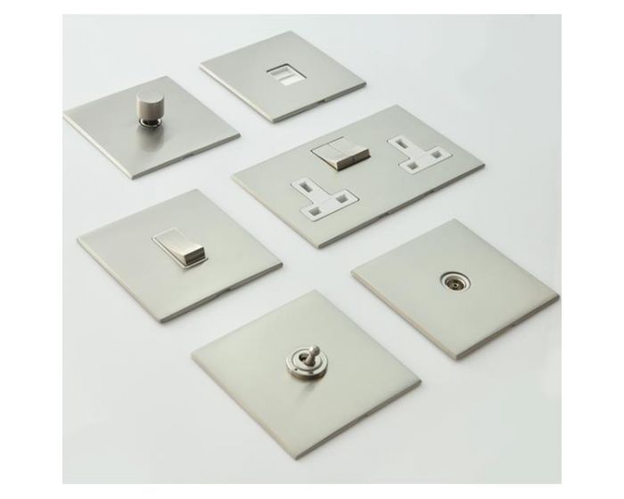 Winchester Concealed Fix Plate Light Switch & Socket Range Flat Screwless Plate With Squared