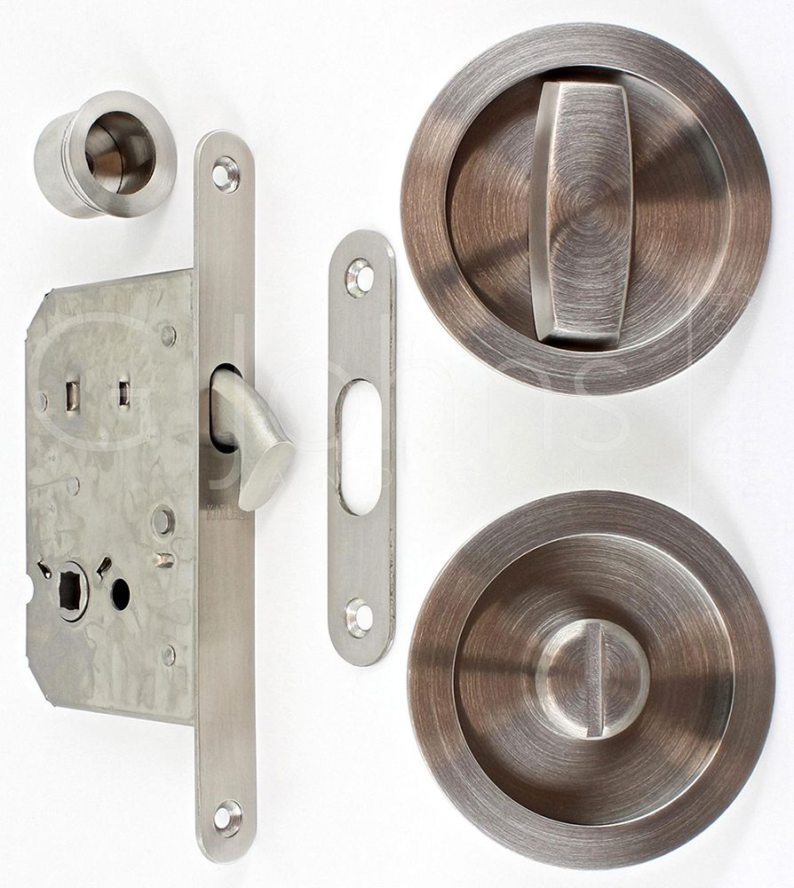 Bathroom Hook Lock For Sliding Pocket Doors - With Turn And Release - Satin  Stainless Steel
