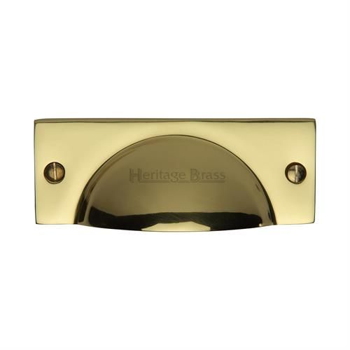 Rectangular Shape Cup Handle - 112mm Width - Face Fix - Polished Brass  (Lacquered)