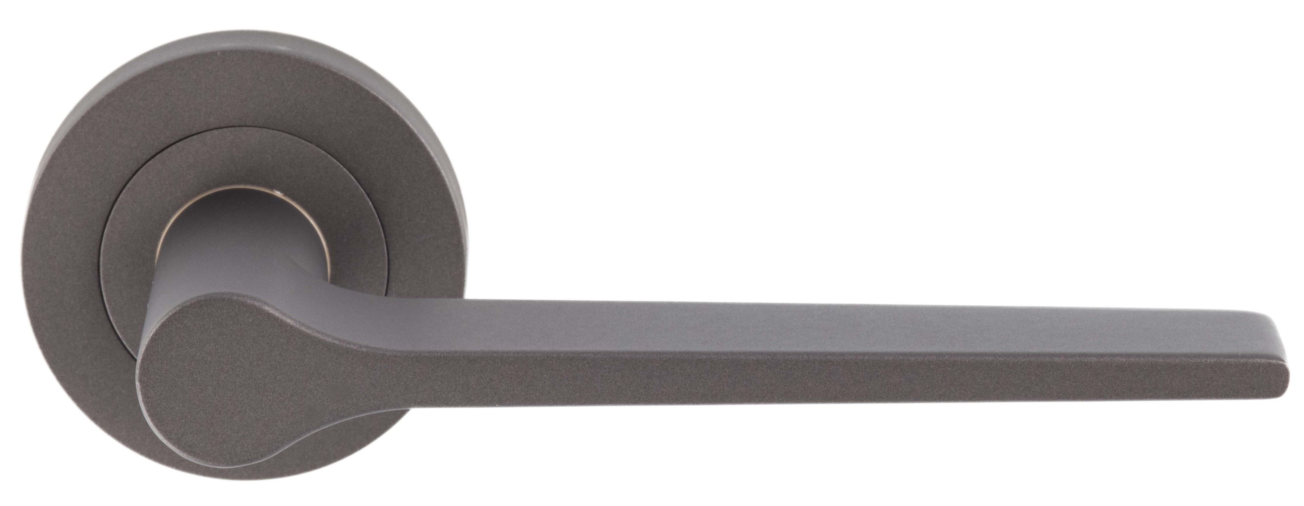 Tapered Design Lever Door Handles With Round Rose - Satin Brass (Lacquered)  - Suitable For Use With FD30 / FD60 Fire Doors