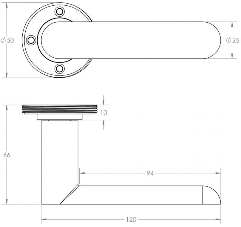 Flat Front Pattern Lever Handle With Rounded End On A Large Rectangular ...