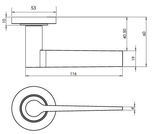 Tapered Pattern Lever Handles With Stepped Round Rose - Suitable For 