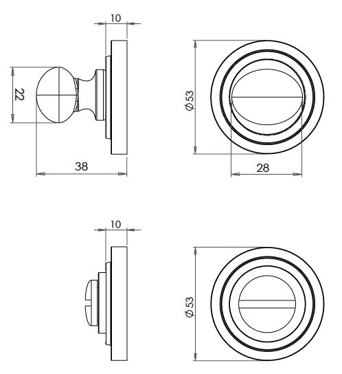 Bathroom Oval Knob Turn And Release With Knurled Round Rose 53mm X 10mm Satin Brass G Johns 1384