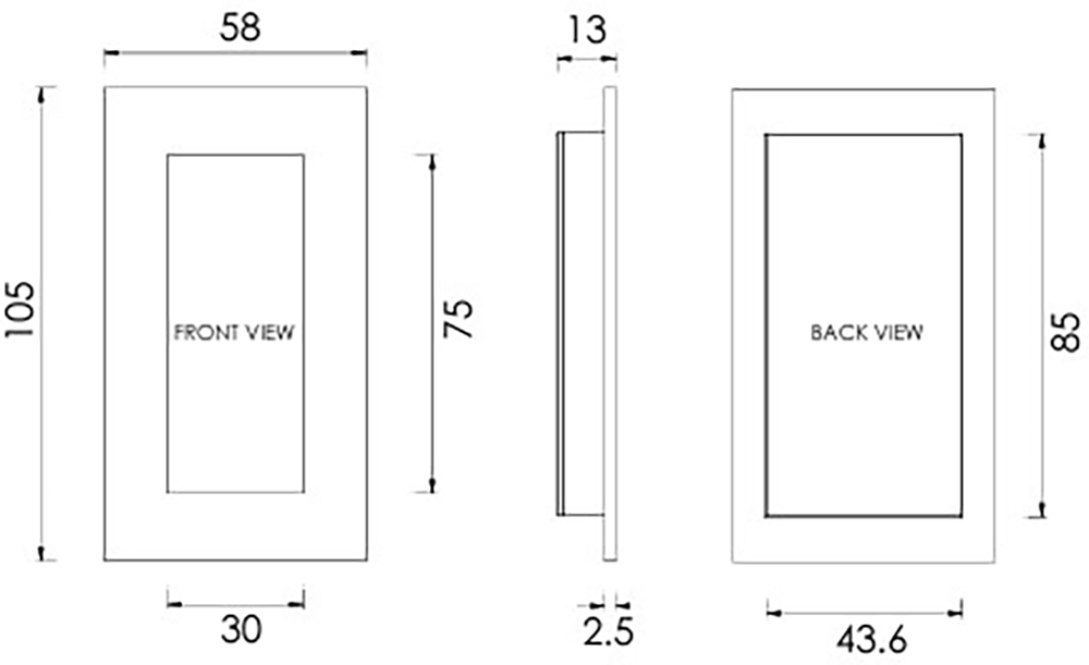 Rectangular Flush Pull Handle For Sliding Pocket Doors - Three Sizes ...