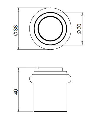 Stepped Pattern Floor Mounted Door Stop 40mm X 38mm Satin Nickel